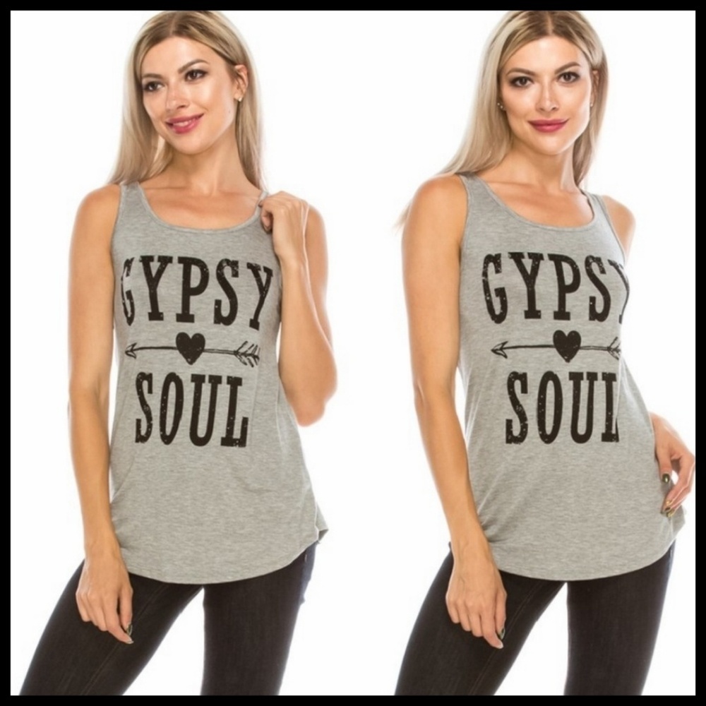 Graphic Tank, Gray/Black, Gypsy Soul, NWT